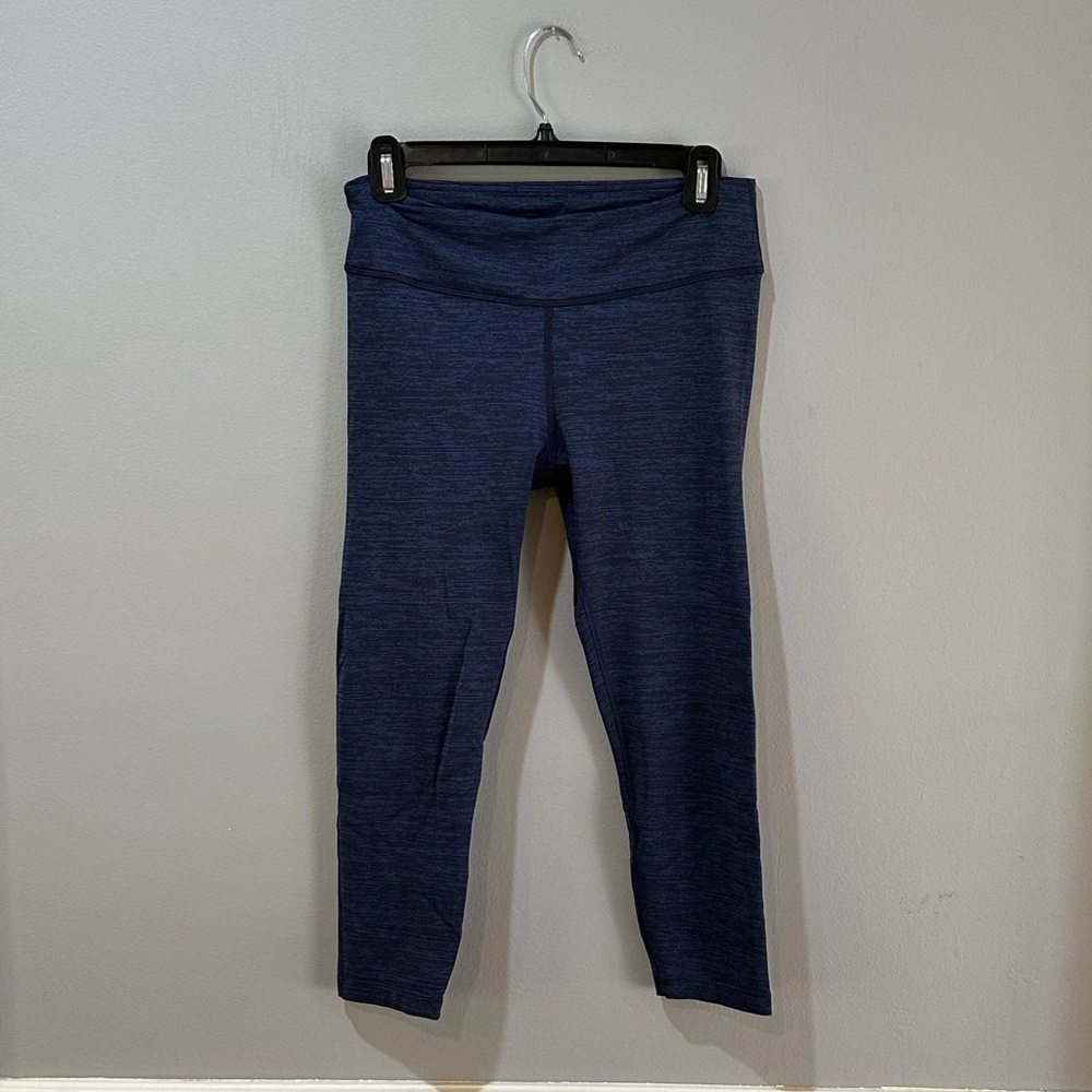 Outdoor Voices Medium Navy Blue Black Space Dye Crop Leggings